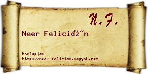 Neer Felicián névjegykártya